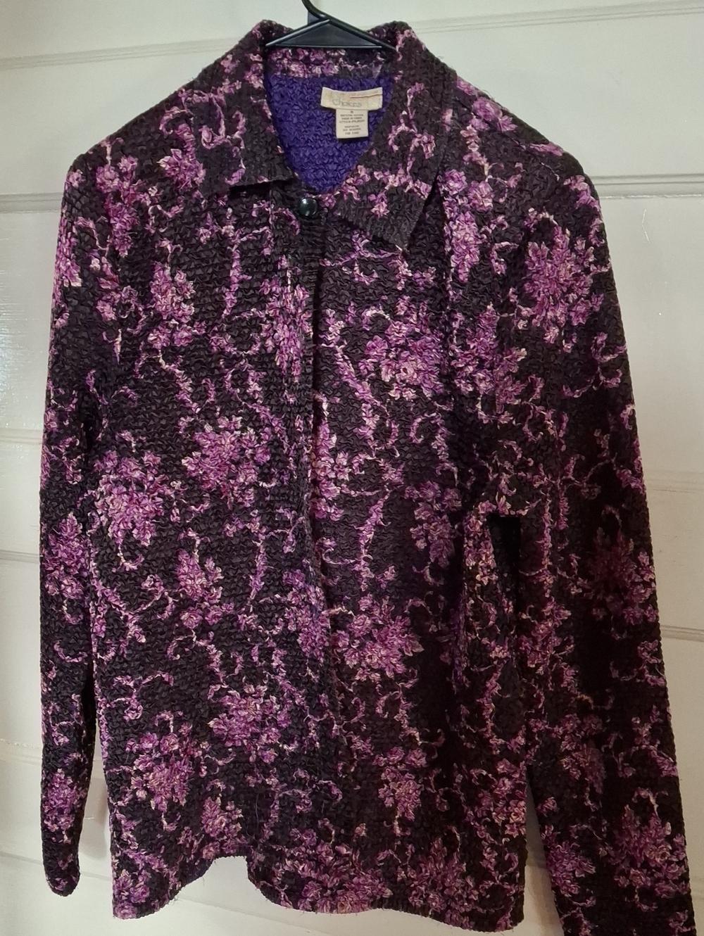 Choices Black and Purple Floral Textured Jacket (Mis469)
